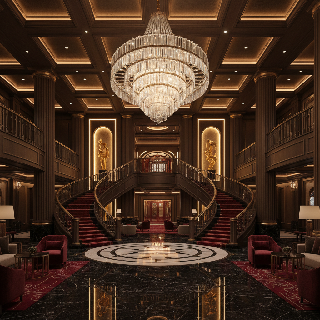 Grand casino entrance lobby render